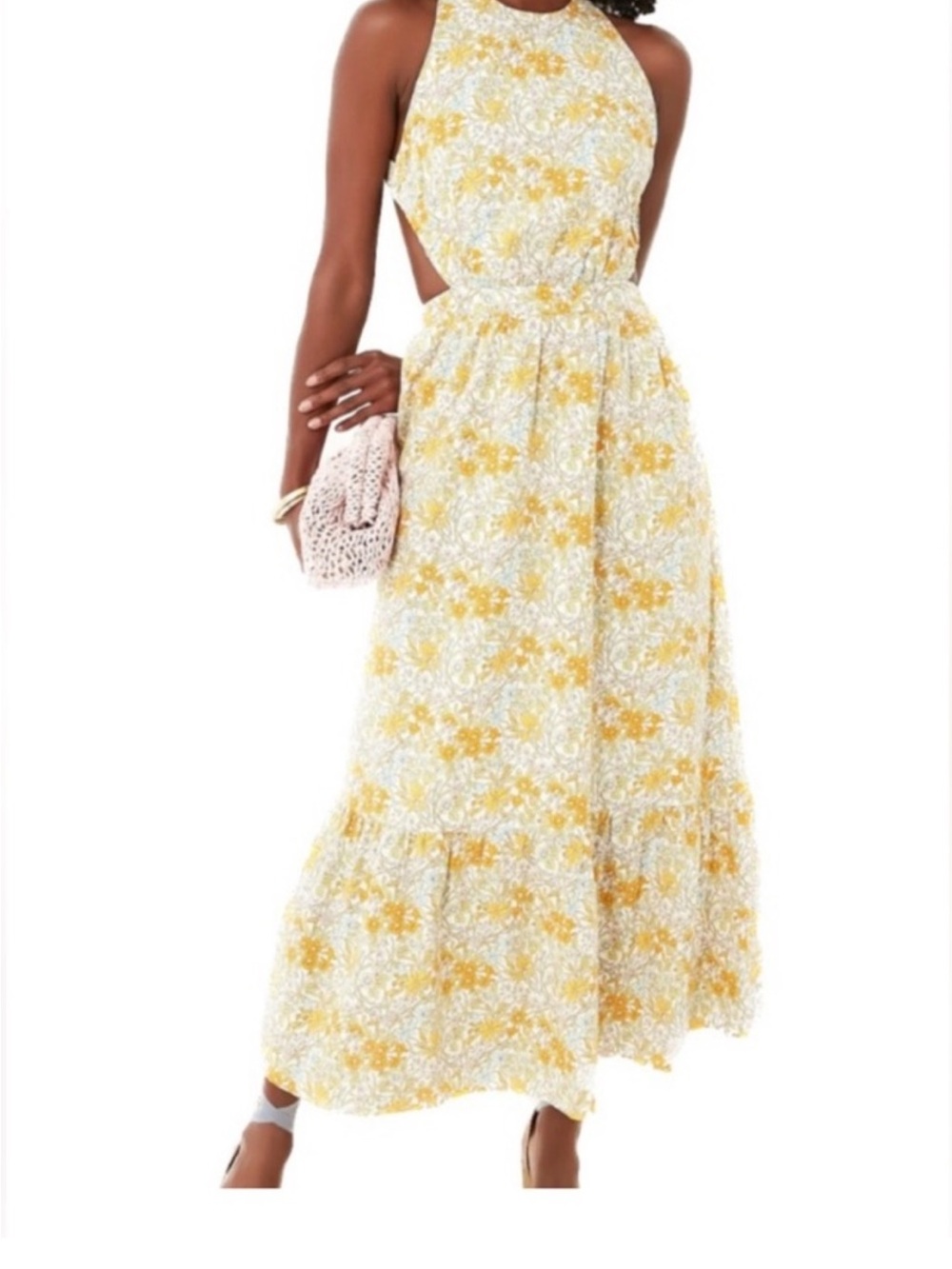 Tuckernuck Yellow Floral Halter-Style Maxi Dress